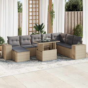 Loungeset 9-delig poly rattan beige