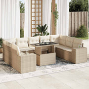 Loungeset 10-delig poly rattan beige