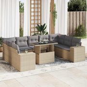 Loungeset 10-delig poly rattan beige