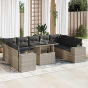 Loungeset 10-delig poly rattan lichtgrijs