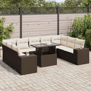 Loungeset 10-delig poly rattan bruin