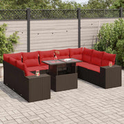 Loungeset 10-delig poly rattan acacia bruin