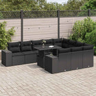 11-piece Lounge Set with Cushions Poly Rattan Black
