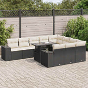 Loungeset poly rattan 11-delig zwart
