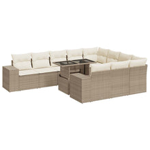 11-delige Tuinset met kussens poly rattan beige