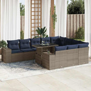 Loungeset 11-delig poly rattan acacia grijs