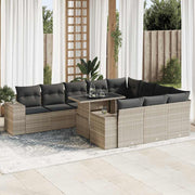 Loungeset 11-delig poly rattan lichtgrijs