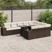 Loungeset poly rattan bruin 11-delig