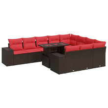 11-delige Loungeset met kussens poly rattan acacia bruin