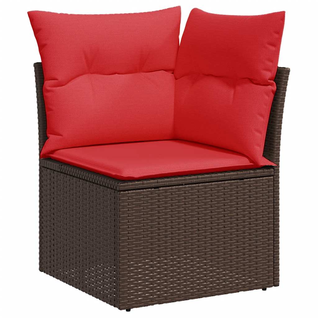 11-delige Loungeset met kussens poly rattan acacia bruin