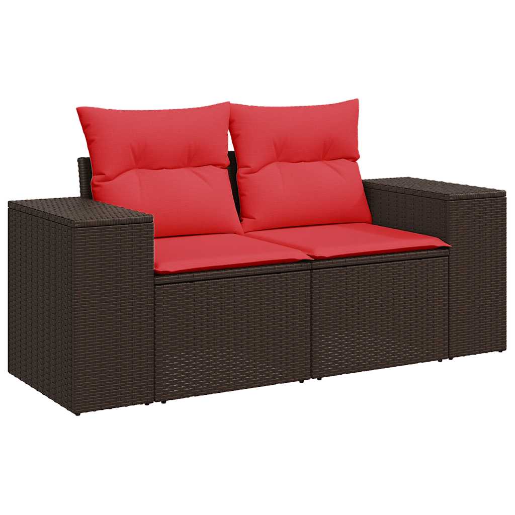 11-delige Loungeset met kussens poly rattan acacia bruin