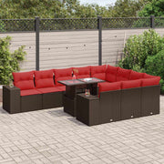 Loungeset 11-delig poly rattan acacia bruin