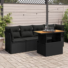 5-Piece Loungeset with Cushions Poly Rattan Black