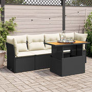Loungeset 5-delig poly rattan zwart