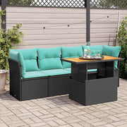 Loungeset 5-delig poly rattan zwart