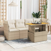 Loungeset poly rattan 5-delig beige