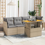 Loungeset 5-delig poly rattan beige