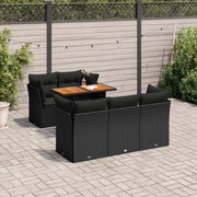 Loungeset 6-delig poly rattan zwart