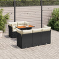 6-delige Loungeset met kussens poly rattan zwart