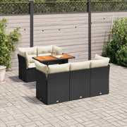 Loungeset poly rattan 6-delig zwart