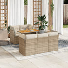 Loungeset 6-delig poly rattan beige