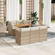 Loungeset 6-delig poly rattan beige