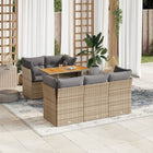 Loungeset 6-delig poly rattan beige