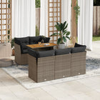 6-piece Lounge Set with Cushions Poly Rattan Grey