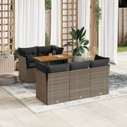 Loungeset 6-delig poly rattan grijs