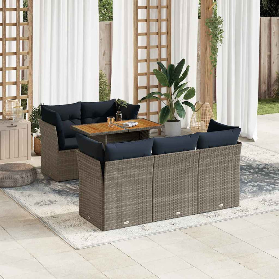 6-Delige Loungeset Met Kussens Poly Rattan