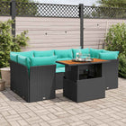 7-piece lounge set with cushions poly rattan black