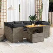 Loungeset 7-delig poly rattan grijs