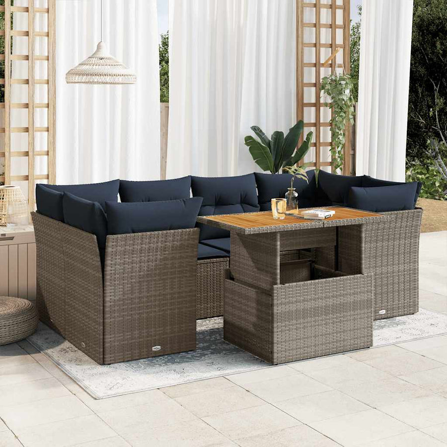 7-Delige Loungeset Met Kussens Poly Rattan