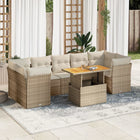 8-delige Loungeset met kussens poly rattan beige