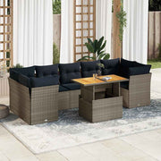 Loungeset 8-delig poly rattan grijs