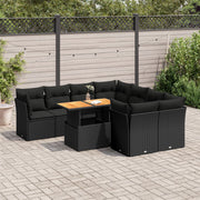 Loungeset 9-delig poly rattan zwart