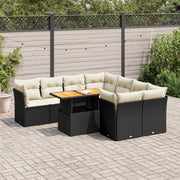 Loungeset 9-delig poly rattan zwart