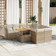Loungeset 9-delig poly rattan beige