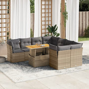 Loungeset 9-delig poly rattan beige