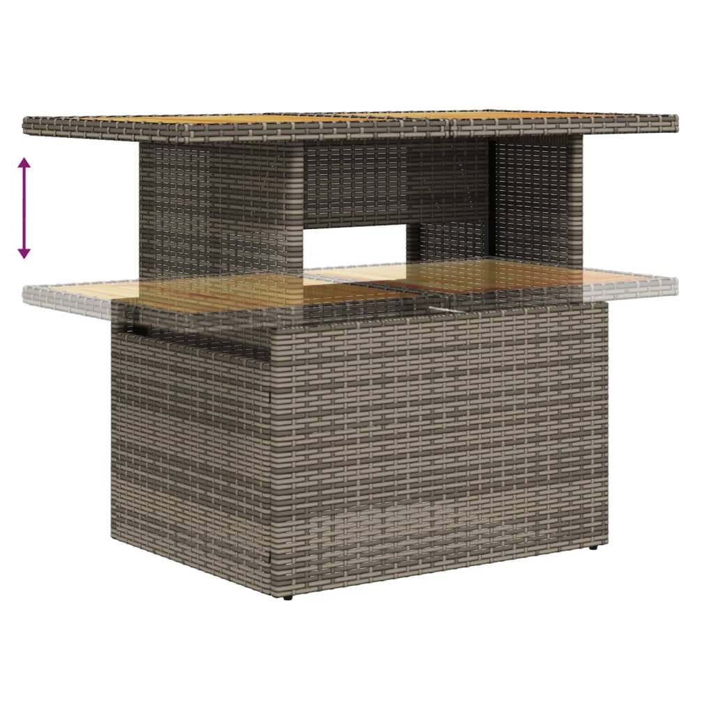 9-delige Loungeset met kussens poly rattan grijs
