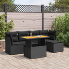 6-piece Lounge Set with Cushions Poly Rattan Black