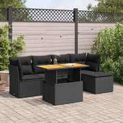 Loungeset 6-delig poly rattan zwart