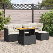Loungeset 6-delig poly rattan zwart