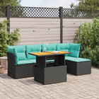 6-piece Lounge Set with Cushions Poly Rattan Black