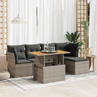 6-piece Lounge Set with Cushions Poly Rattan Grey
