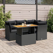 Loungeset 5-delig poly rattan zwart