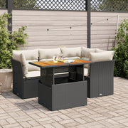 Loungeset 5-delig poly rattan zwart