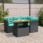 5-Piece Loungeset with Cushions Poly Rattan Black