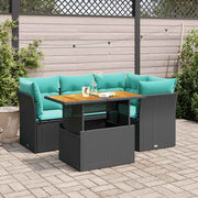 Loungeset 5-delig poly rattan zwart