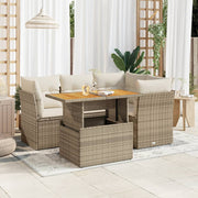 Loungeset 5-delig poly rattan beige